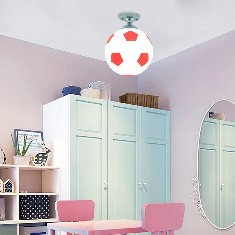 Afralia™ Soccer Ball LED Ceiling Light: Kids Room, Bedroom, Indoor Bar Football Lighting