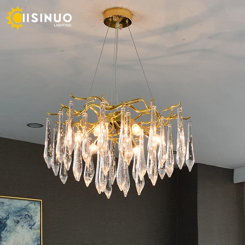 Afralia™ LED Crystal Chandelier: Luxury Home Decoration Living Room Hanging Lamp