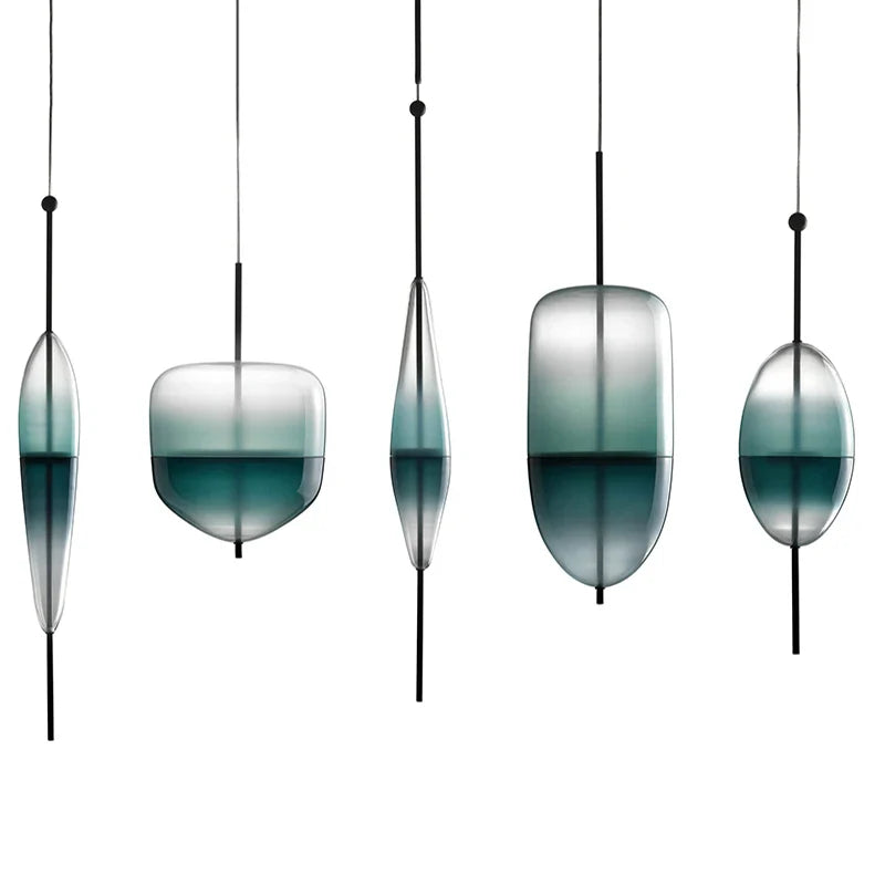 Afralia™ Glass Pendant Lamp: Blue Gradient Italian Designer Light for a Peaceful Space