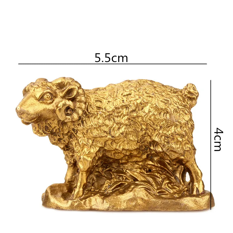 Afralia™ Retro Brass Zodiac Animal Sculpture. Chinese Modern Home Decor Craft.