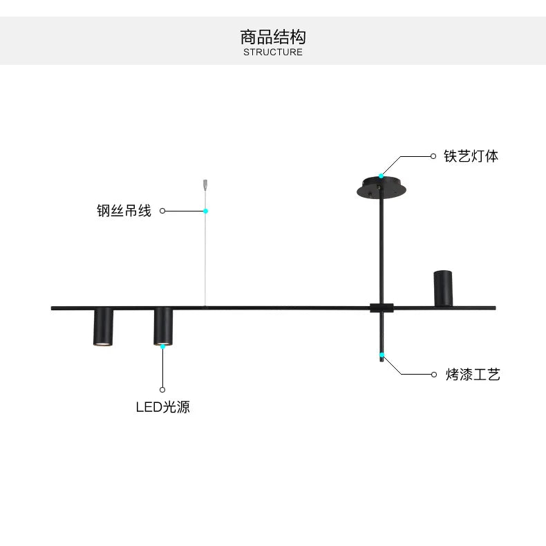 Afralia™ Black Minimalist Dining Room Chandelier: Modern Nordic Long Lights for Stylish Lighting