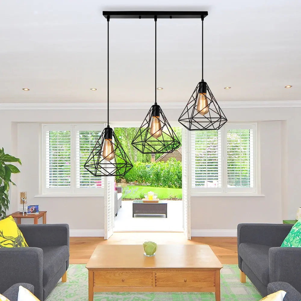 Afralia™ Modern Black LED Pendant Chandelier for Kitchen & Living Room Lighting