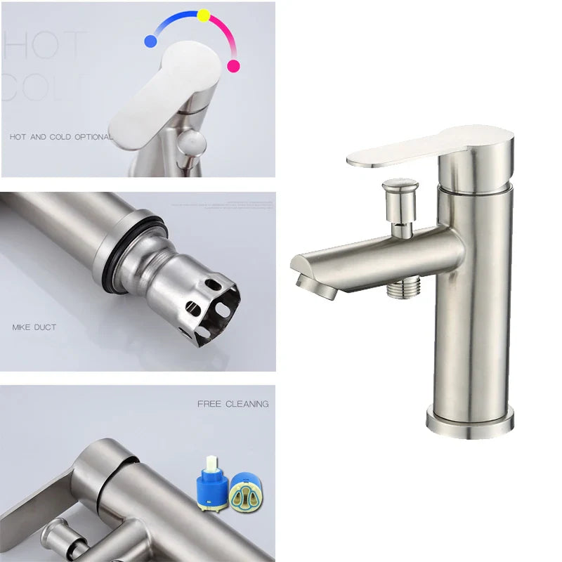 Afralia™ Stainless Steel Single Handle Bathroom Faucet Mixer for Sink & Bathtub