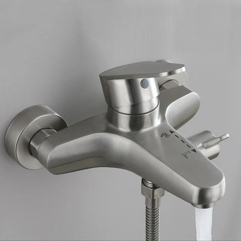 Afralia™ Stainless Steel Shower Faucet Mixer Tap Hot Cold Bathroom Valve Bathtub