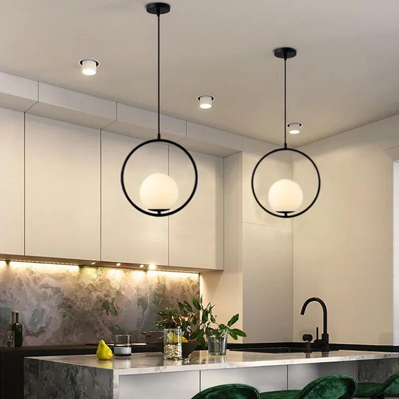 Afralia™ Nordic Glass Ball LED Pendant Lights - Elegant Living Room Kitchen Restaurant Decor