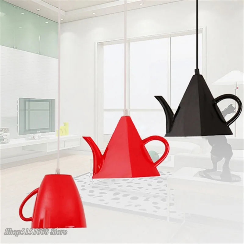 Resin Teapot Pendant Light Tea Cup Kitchen Bar Hanging Lamp Afralia™ Dining Room Lighting