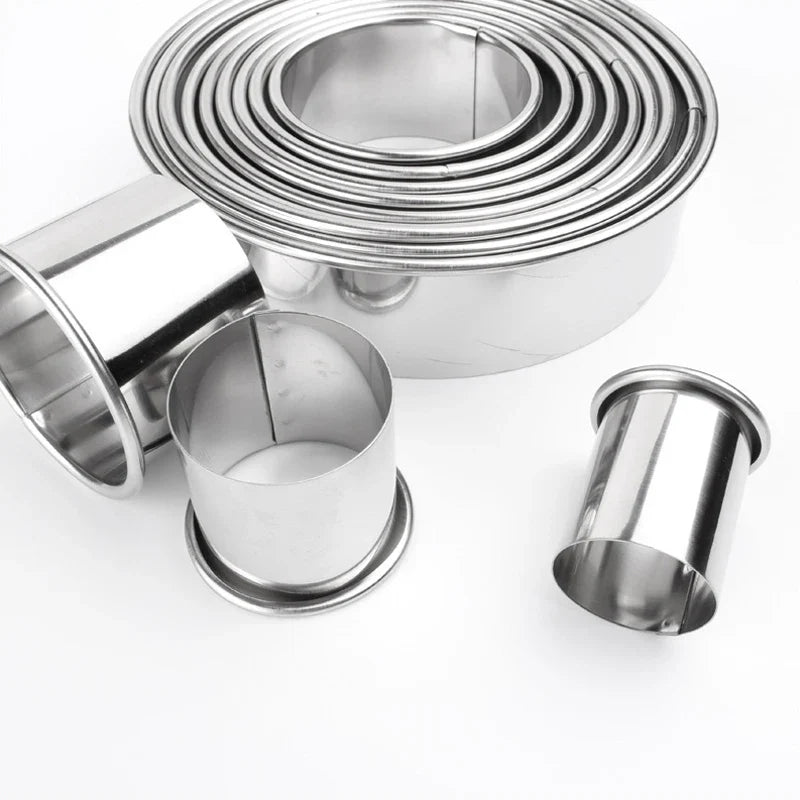 Afralia™ Stainless Steel Round Cake Molds Set - 12pcs Pack