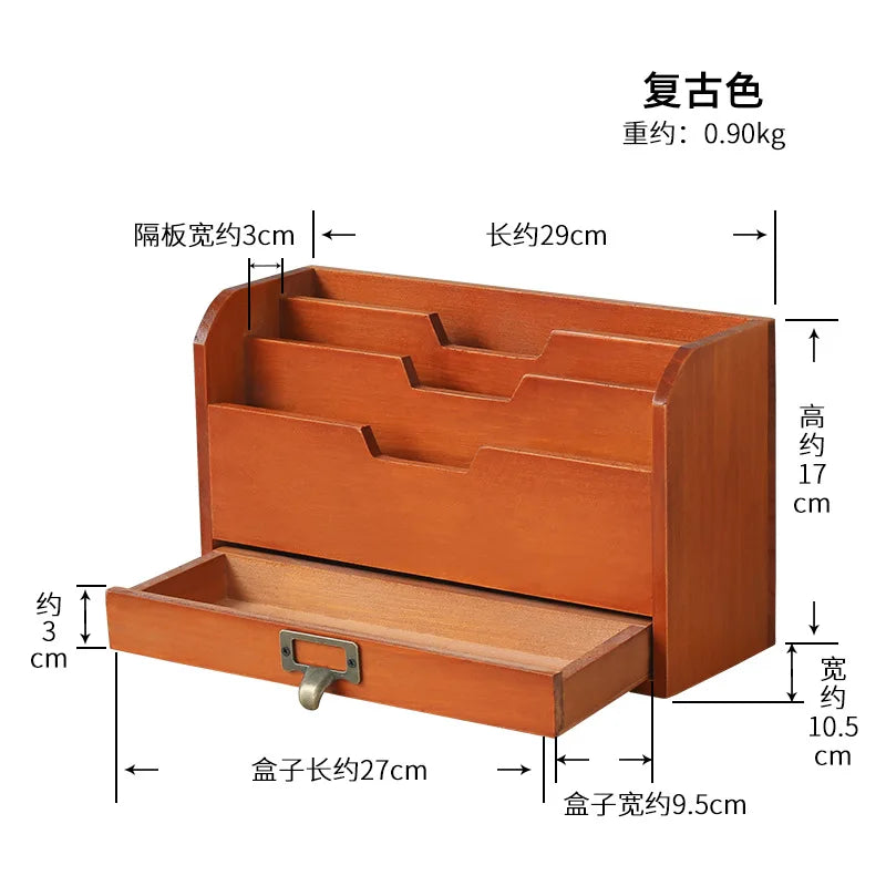 Afralia™ Wooden Desk Organizer for Office Storage and Sorting with Multipurpose Compartments