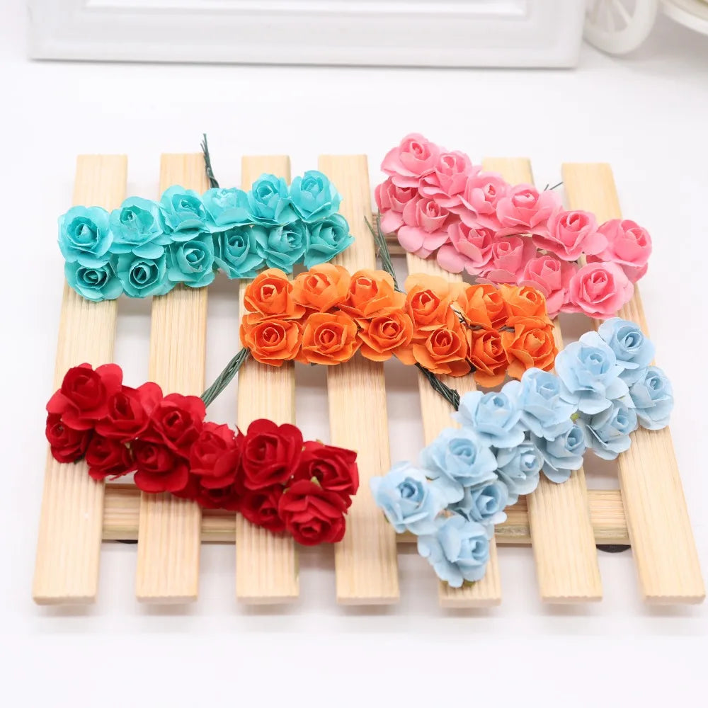 Afralia™ 144pcs 2cm Artificial Paper Flowers for Wedding DIY Decoration