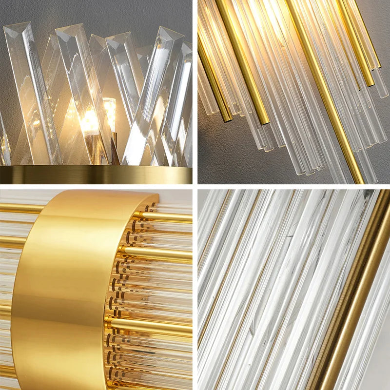 Afralia™ Crystal Wall Lamp for Modern Light Luxury Living Room, Bedroom, and Dining Area