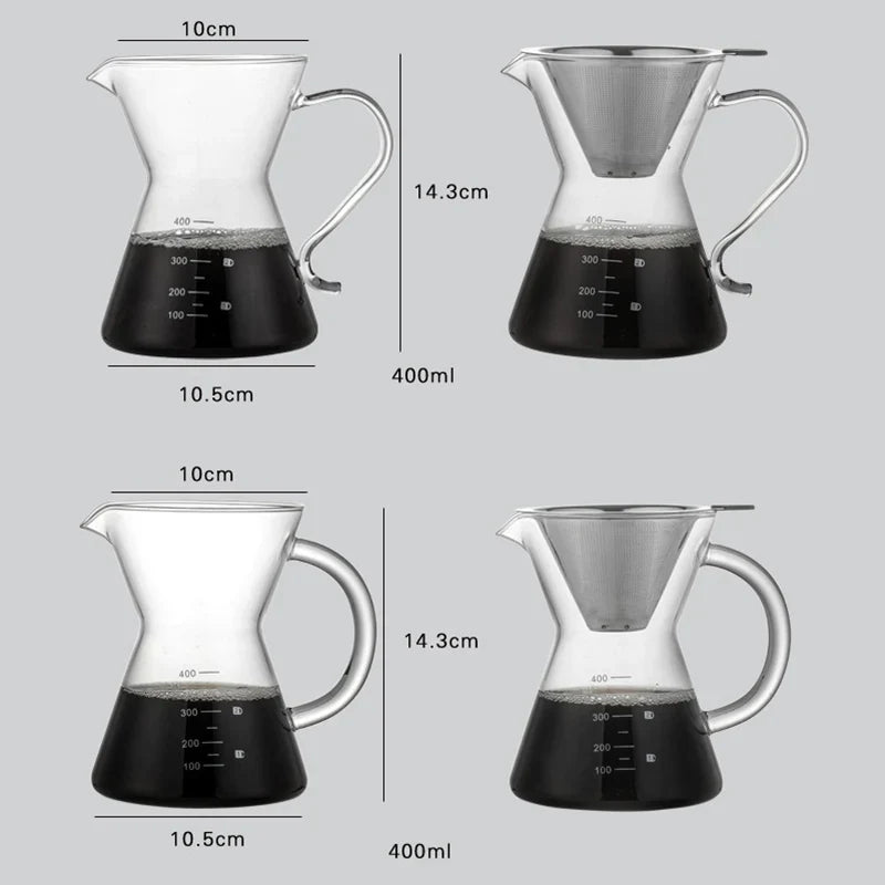 Afralia™ Glass Coffee Pot with Stainless Steel Filter - 400ml Heat Resistant Coffeeware