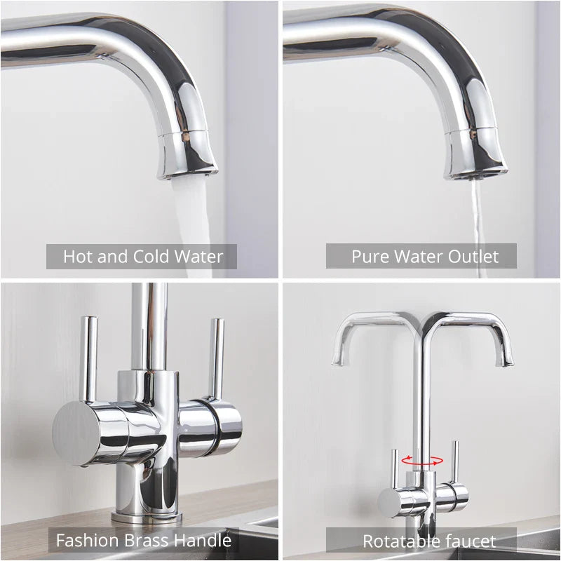 Afralia™ Dual Spout Filter Faucet with 360 Degree Rotation for Purified Kitchen Water