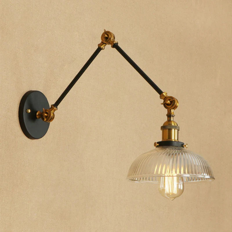 Afralia™ Glass Arm Wall Lamp LED Fixture Black Gold Rustic Vintage Style