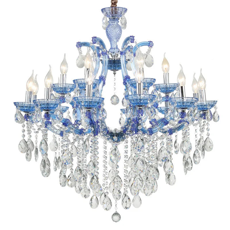 Afralia™ Modern Iron Crystal Glass Chandelier Blue Red Art Deco Lighting