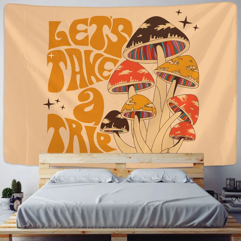 Afralia™ Psychedelic Mushroom Tapestry: Boho Hippie Home Decor Yoga Mat Blanket