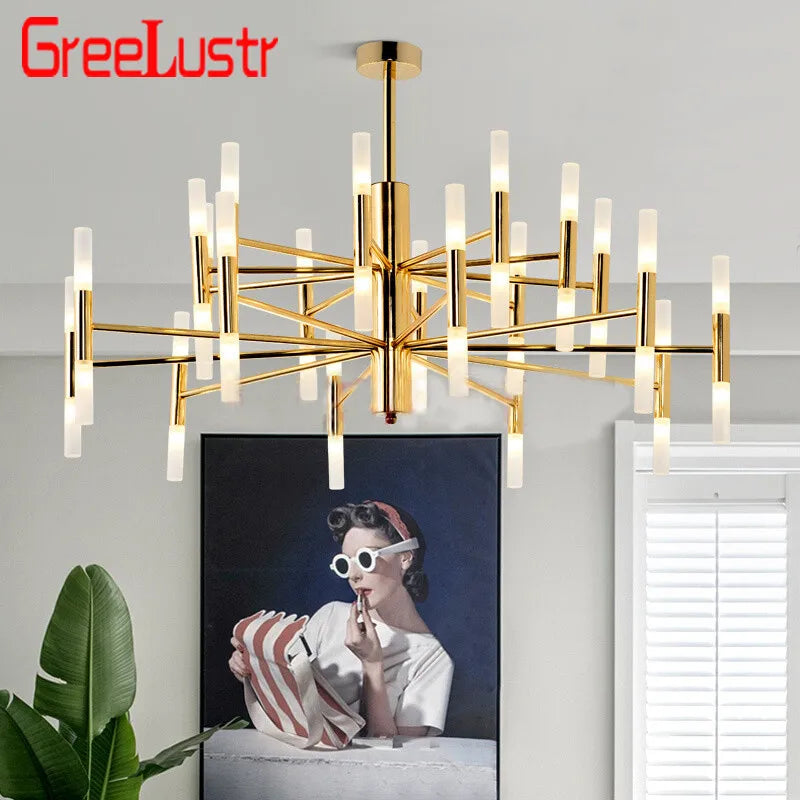 Afralia™ Modern Tube G4 LED Chandelier for Living Room Art Suspended Lamp