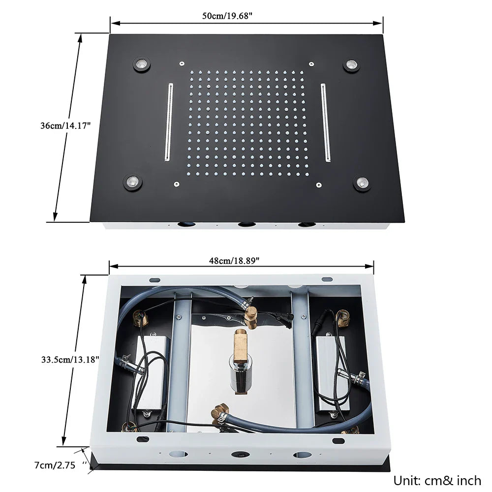 Afralia™ LED Rainfall Shower Head Ceiling Mount Large Size for Bathroom Shower