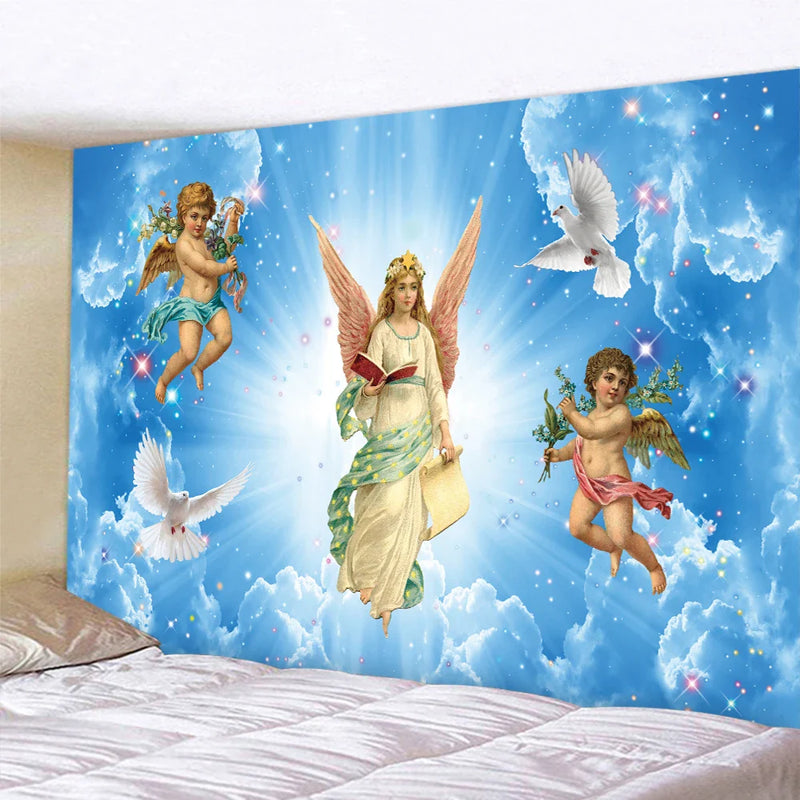 Afralia™ Church Angel Tapestry: Psychedelic Home Decor & Yoga Mat