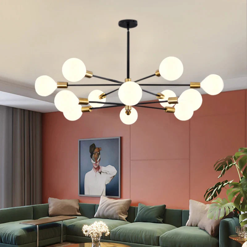 Afralia™ Nordic Gold Black Chandelier Modern Living Room Bedroom Light Fixture