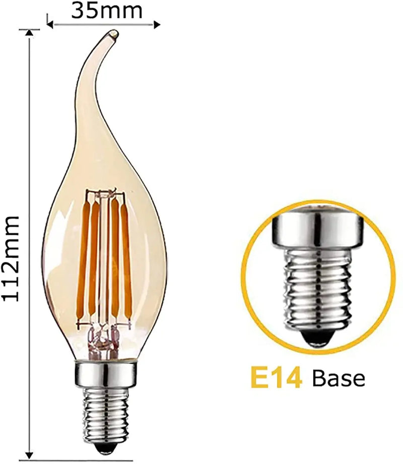 Afralia™ Dimmable LED Filament Bulb 4W E14 220V 2200K Candle Light