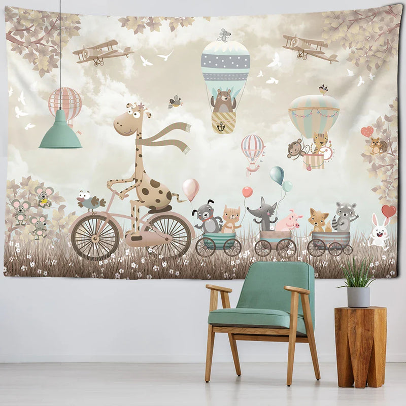 Afralia™ Kawaii Bear Tapestry Wall Hanging for Children's Room Décor
