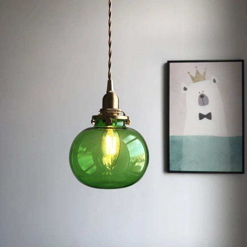 Afralia™ Brass Pumpkin LED Pendant Light - Japanese Style Bedroom Suspension