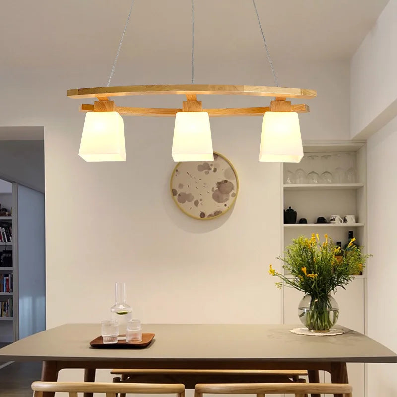 Afralia™ Nordic Wood LED Pendant Lights Modern Hanging Lamps for Home, Kitchen, and Café