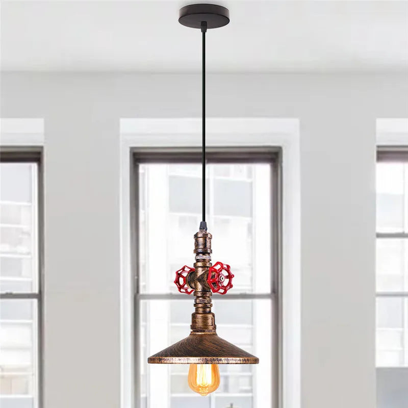 Afralia™ Steampunk Metal Pipe Pendant Lights for Balcony Stairs Cafe Bar Bedroom