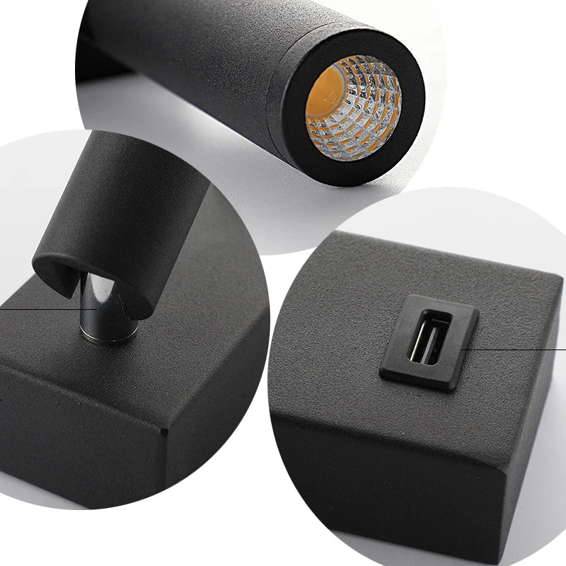 Afralia™ Modern Metal LED Wall Lamp 3W Spotlight Bedside Reading Light