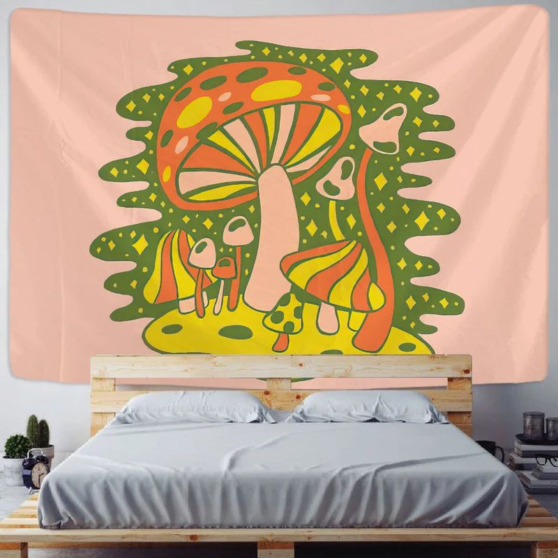 Afralia™ Psychedelic Mushroom Tapestry: Boho Hippie Home Decor Yoga Mat Blanket