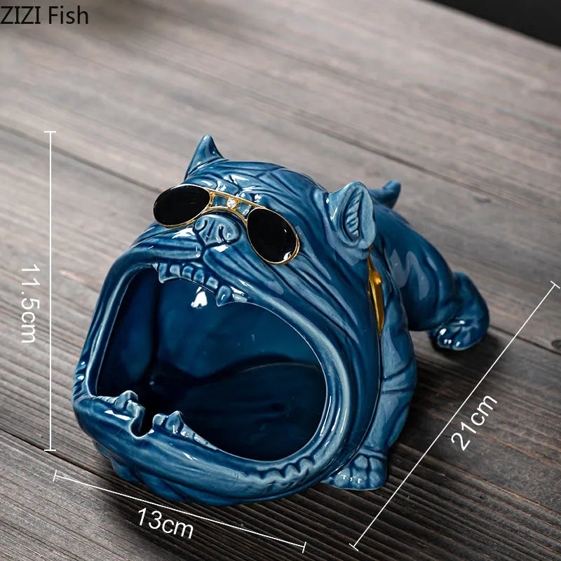 French Bulldog Ceramic Ashtray - Afralia™ Brand Office Desk Décor & Gift for Boyfriend
