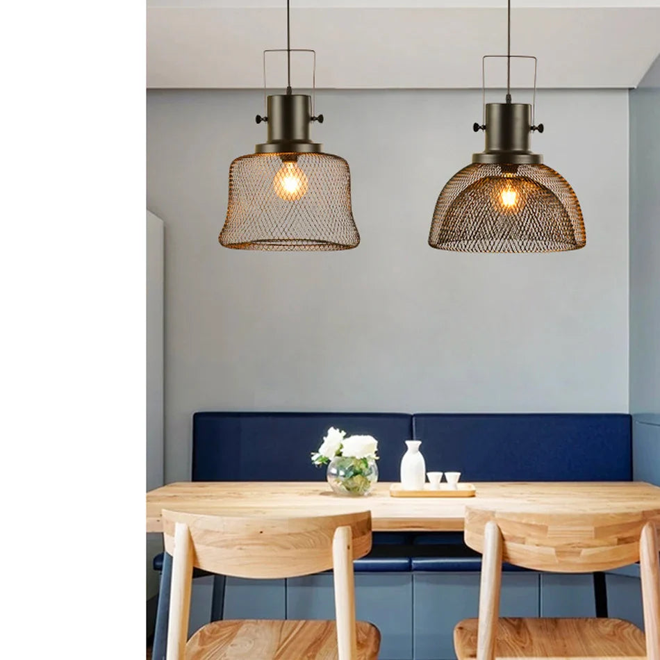 Afralia™ Cage Pendant Light: Nordic LED Minimalist Industrial Dining Lamp