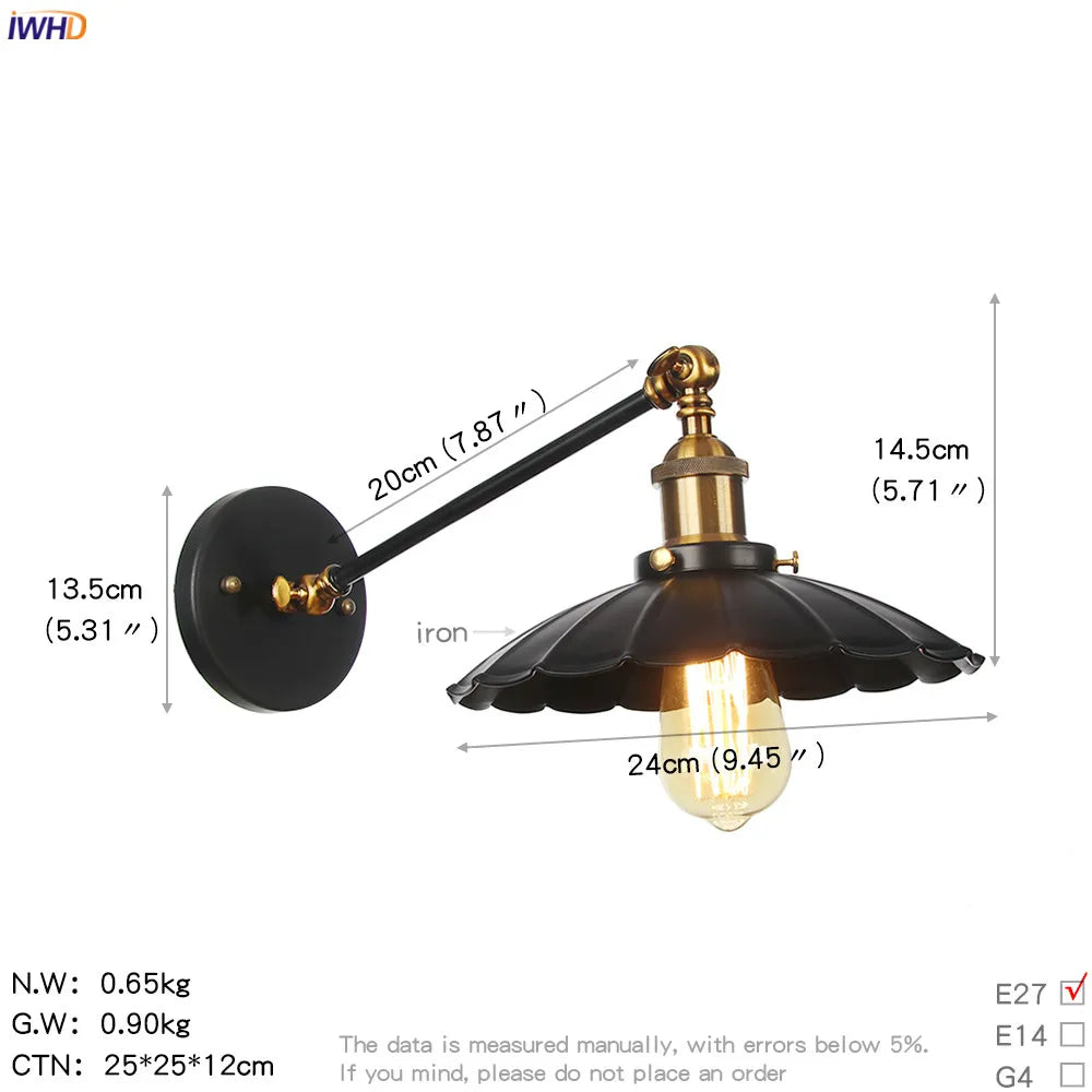 Afralia™ Vintage Industrial Wall Light Sconce LED Retro Bedroom Stair Loft Up Down Lamp