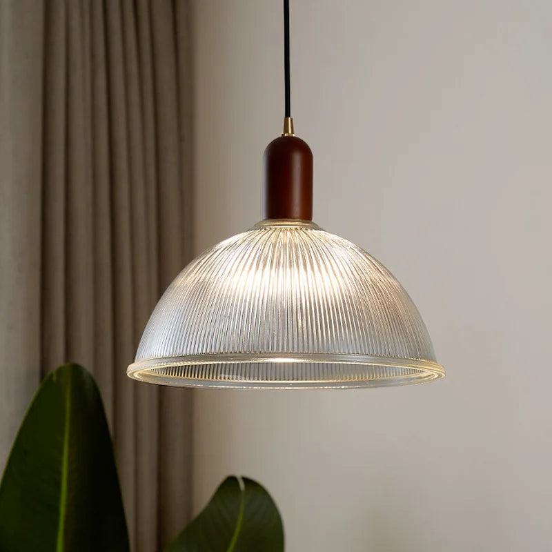 Afralia™ Retro Glass Pendant Light | Creative Wood Hanging Lamp for Home Decor