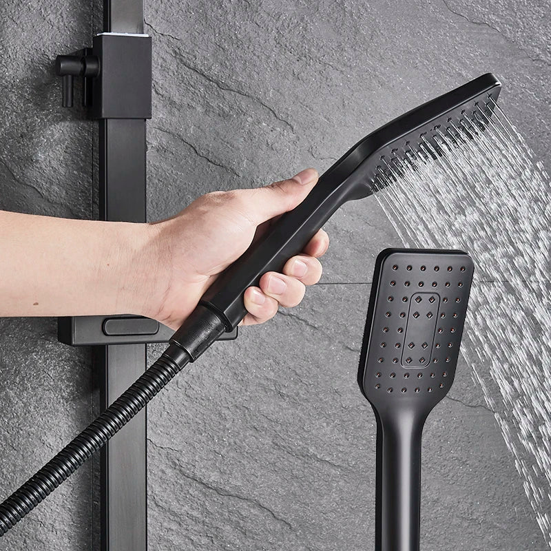 Afralia™ Wall Mounted Rainfall Shower Faucet Set with Bathtub Spout