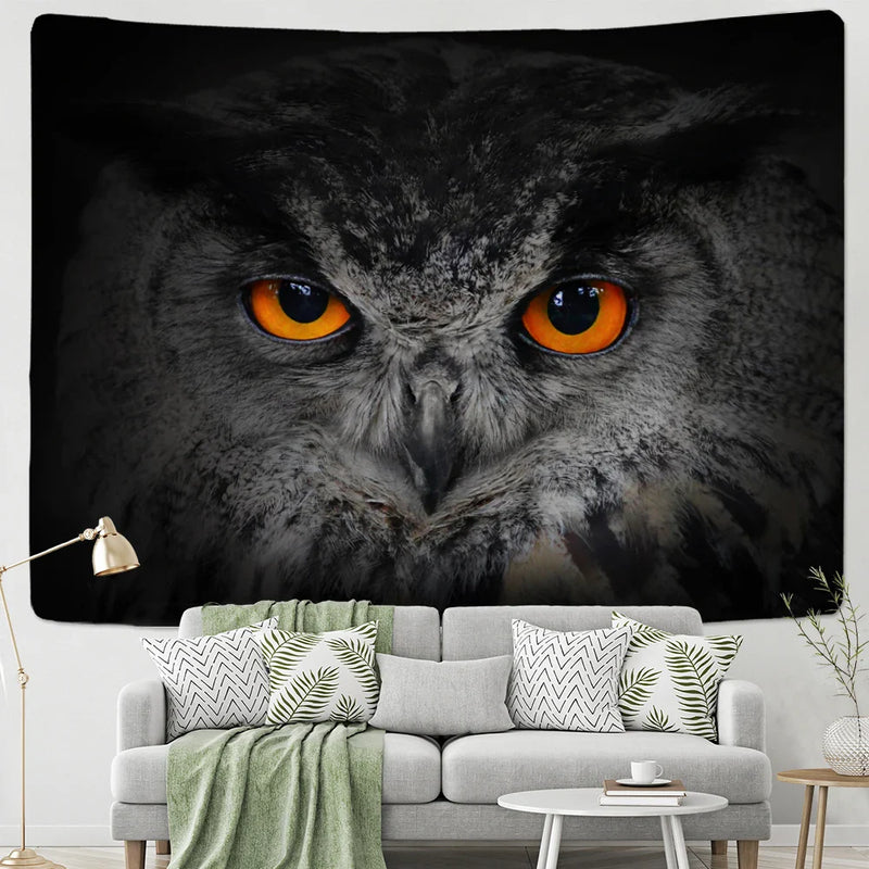 Afralia™ Owl Totem Tapestry Wall Hanging for Witchcraft & Psychedelic Bedroom Decor