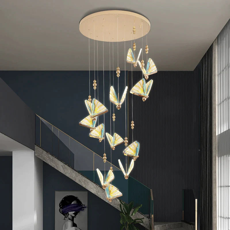 Afralia™ Butterfly Stairs Bar Hanging Wire Pendant Light