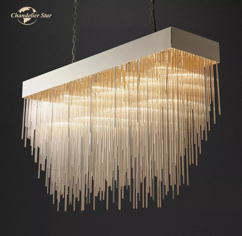 Afralia™ Cascada Rectangular LED Chandelier for Modern Living and Dining Room
