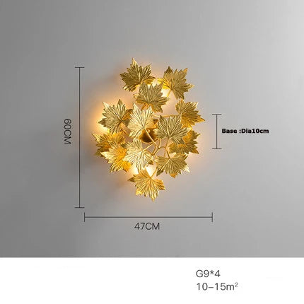 Afralia™ LED Golden Maple Leaves Wall Sconce for Bedroom and Corridor