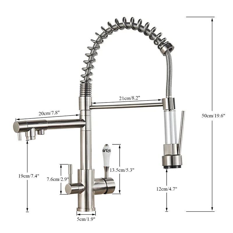 Afralia™ Dual Spout Pull Down Kitchen Faucet with Filter & Purification System