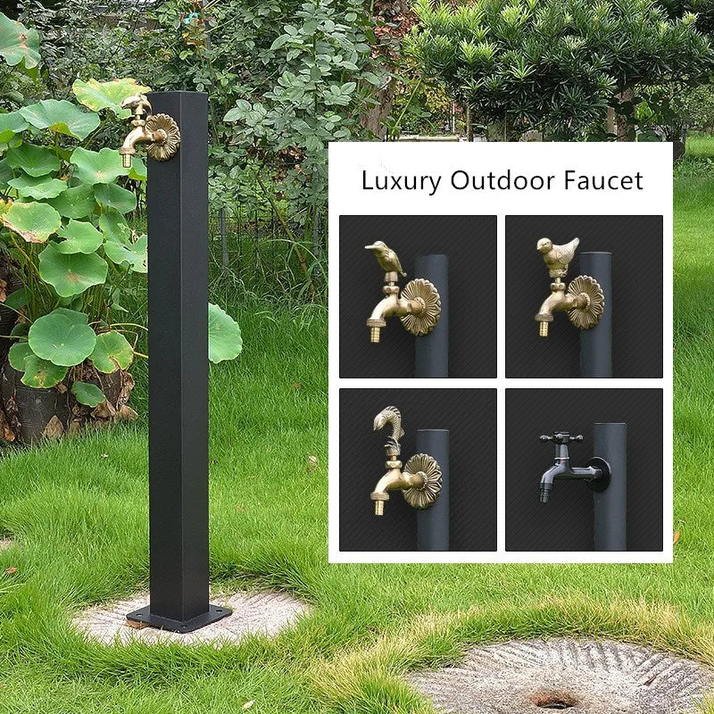 Afralia™ Stainless Steel Outdoor Faucet - Black Stand Faucet with Single Cold Control