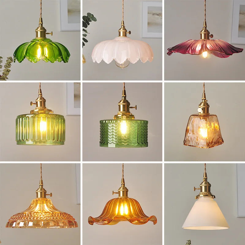Afralia™ Copper Glass LED Pendant Lamp: Modern Nordic Hanging Light for Living Room & Bedroom