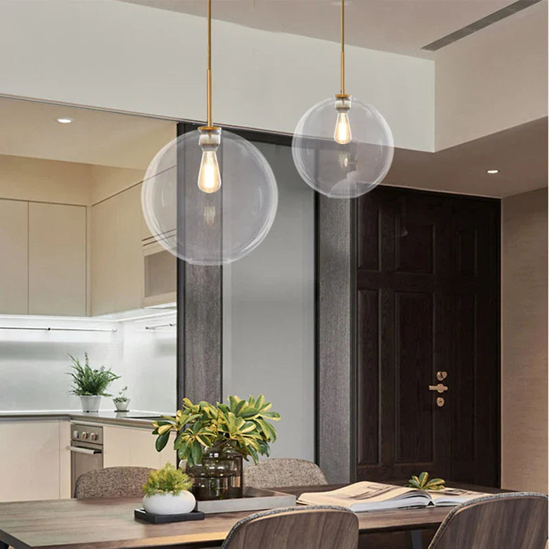 Afralia™ Gradient Glass Ball Chandelier LED E27 Lamp for Hotel, Bar, and Bedroom