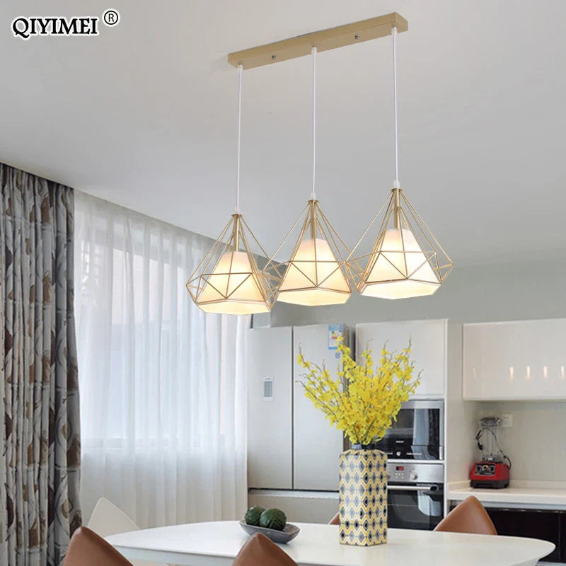 Afralia™ Gold Triangle Pendant Lights: Nordic Style 1head/3heads Metal Fixtures, Simple Décor Lighting