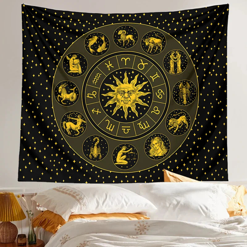 Afralia™ Constellation Zodiac Tapestry: Astrology Wall Decor for Witchcraft Room & Dorm