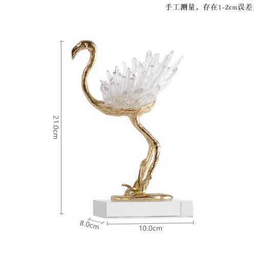 Afralia™ Golden Crane Copper Crystal Handmade Home Decor Craft