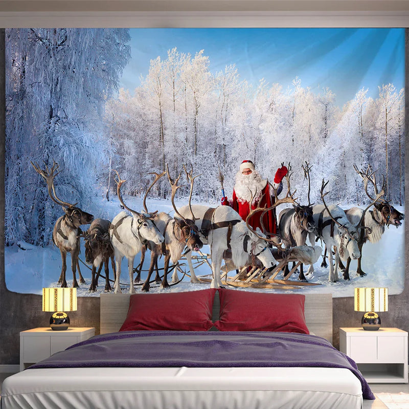 Afralia™ Christmas God Deer Tapestry: Hippie Psychedelic Bohemian Wall Hanging