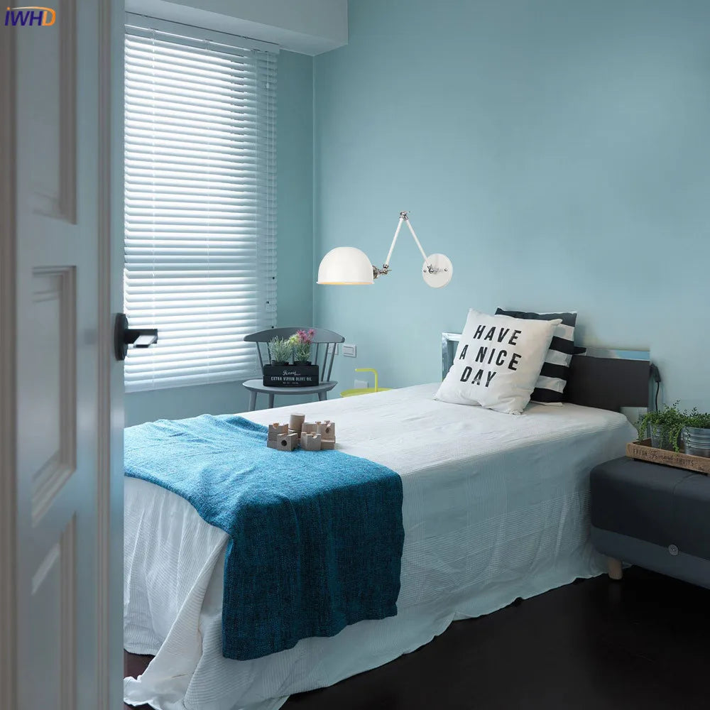 Afralia™ White Swing Arm Wall Light: Adjustable Vintage Industrial Sconce Luminaria