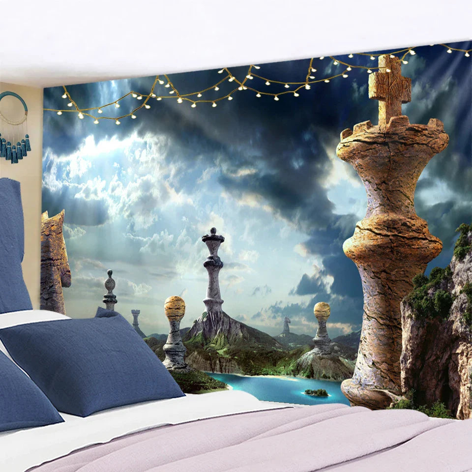 Afralia™ Angel Devil Hell Witchcraft Hippie Psychedelic Halloween Dorm Tapestry