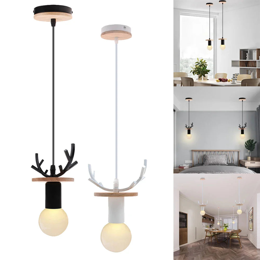 Afralia™ Wood Antler Pendant Lights LED Kitchen Island Bar Children's Room Home Decor